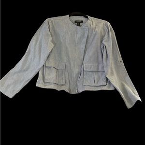 Halogen MP light blue linen blend jacket EUC